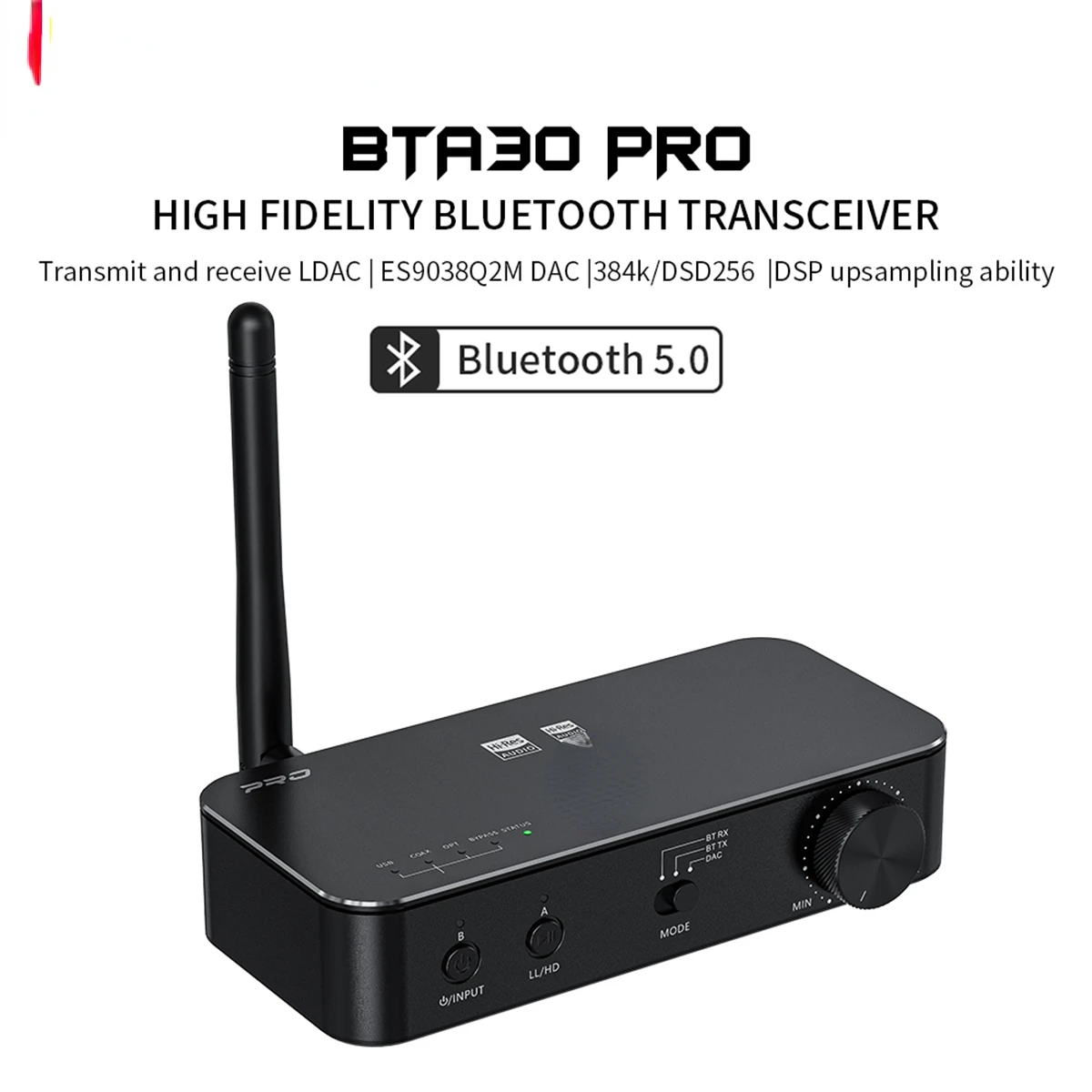 

BTA30 Pro-HiFi беспроводной Bluetooth 5,0 LDAC,32 бит/384 кГц, DSD256, 30 м передатчик приемник для ПК/ТВ/динамика/наушников