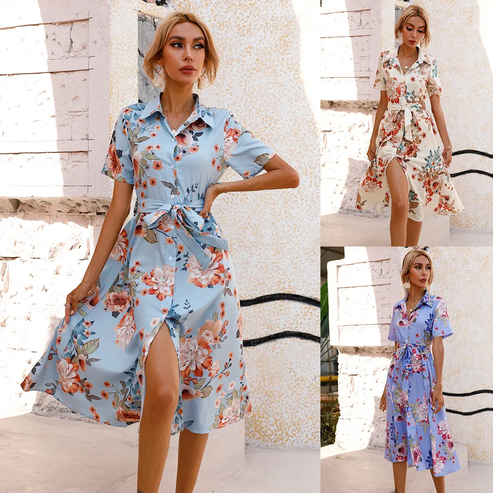 

Short Sleeve Dress with Waist Print Woman Dress Summer Dress Sexy Dress Dresses for Women Dresses Dress Undefined