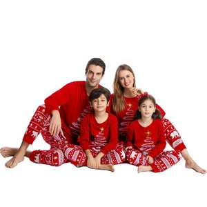 2022 Couples Christmas Family Matching Pajamas Set Red Santa Mother Kids Clothes Christmas Pajamas F