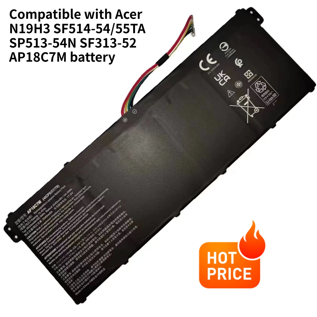 Фото Совместим с аккумулятором Acer N19H3 SF514-54/55TA SP513-54N SF313-52 AP18C7M. №1