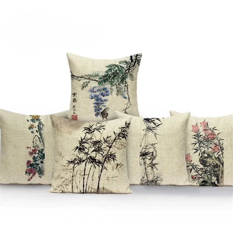 Чехол для дивана в китайском стиле с изображением растений