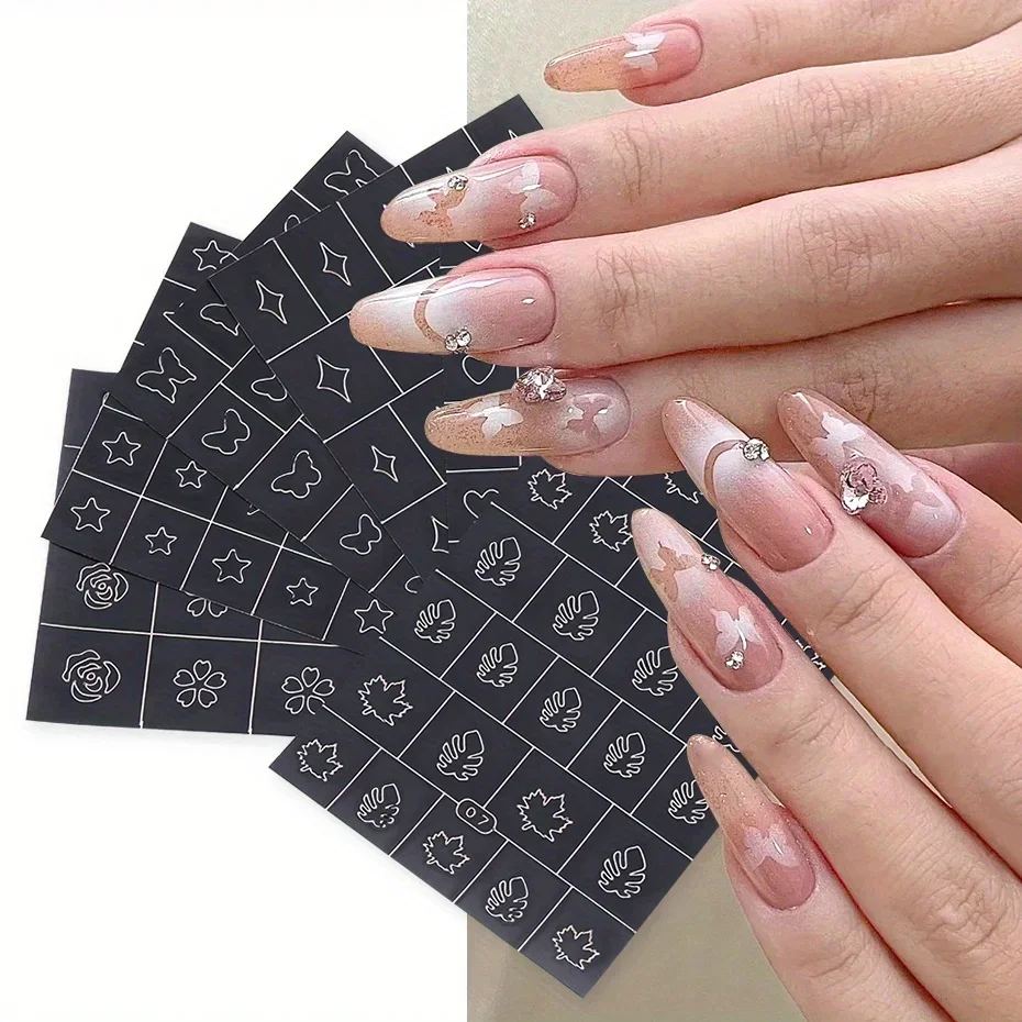 6 Упаковок Наклеек Для Дизайна Ногтей Diy Французский Дизайн Аэрографа-бабочка