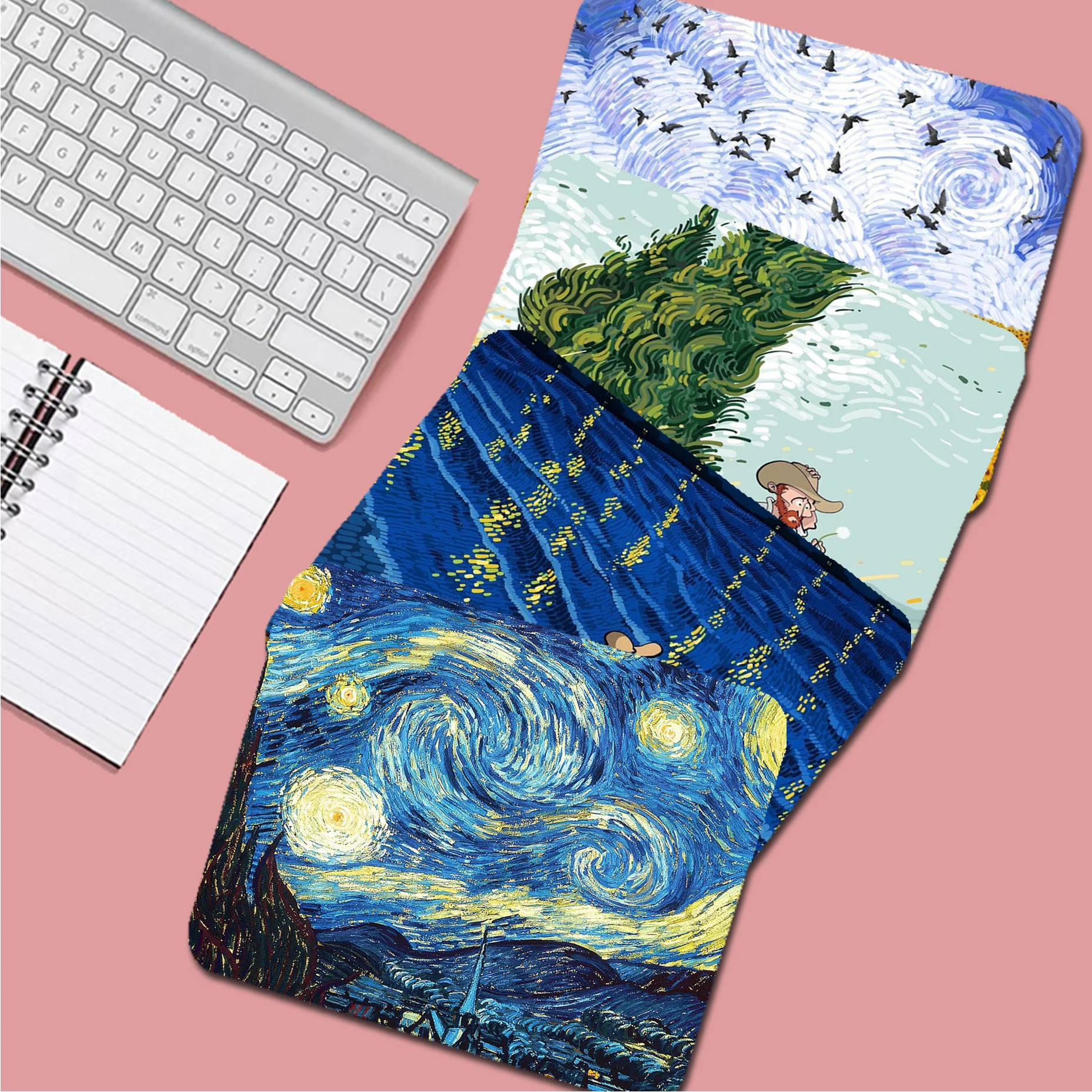 

Van Gogh Mousepad Non-slip Lockedge Cartoon Anime Gaming Mouse Pad Keyboard Mouse Mats Smooth Company for PC Gamer Mousemat