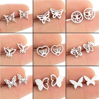 korean goldsilver earrings girlfriends new stainless steel simple butterfly earring stud earrings for women jewelry gifts
