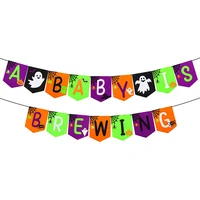 JOYMEMO Halloween A Baby Is Brewing Banner Baby Shower Decorations Spooky Banner for Boys Girls Baby Shower Party Decor Supplies