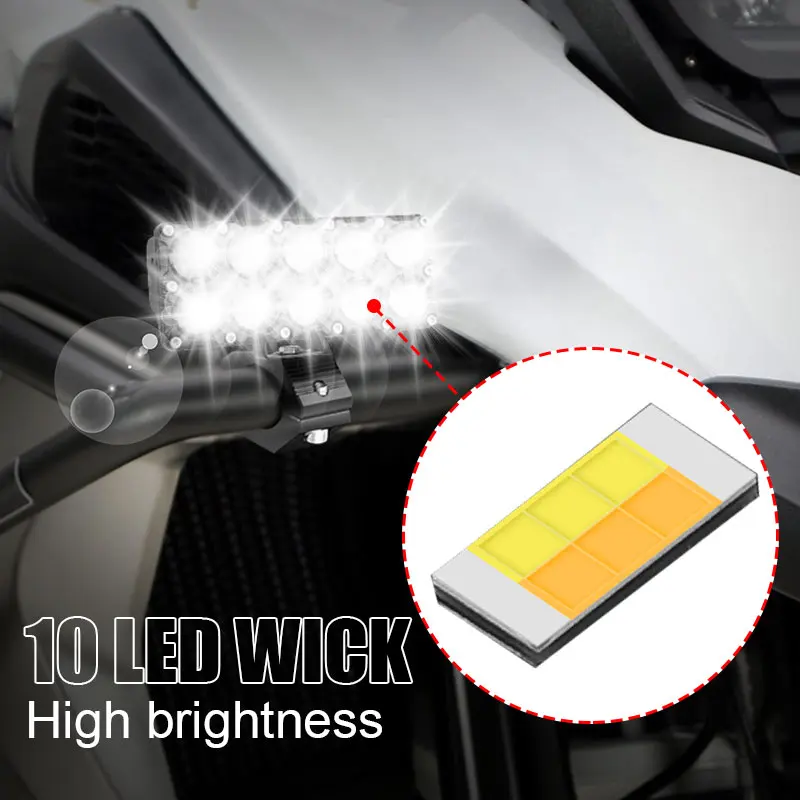40W 10led Мотоциклетный прожектор Двухрядный рабочий свет Бар Белый Желтый