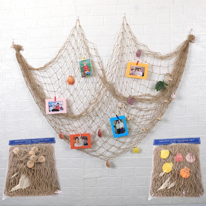 

Wall Hanging Mediterranean Sea Fishing Net Home Wall Decoration Nautical Ocean Theme Home Decor Photography Props Photo Display
