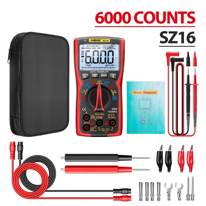

Upgraded Digital Multimeter with Flashlight 6000 Counts True RMS Auto Ranging NCV AC/DC Voltage Current Resistance Meter