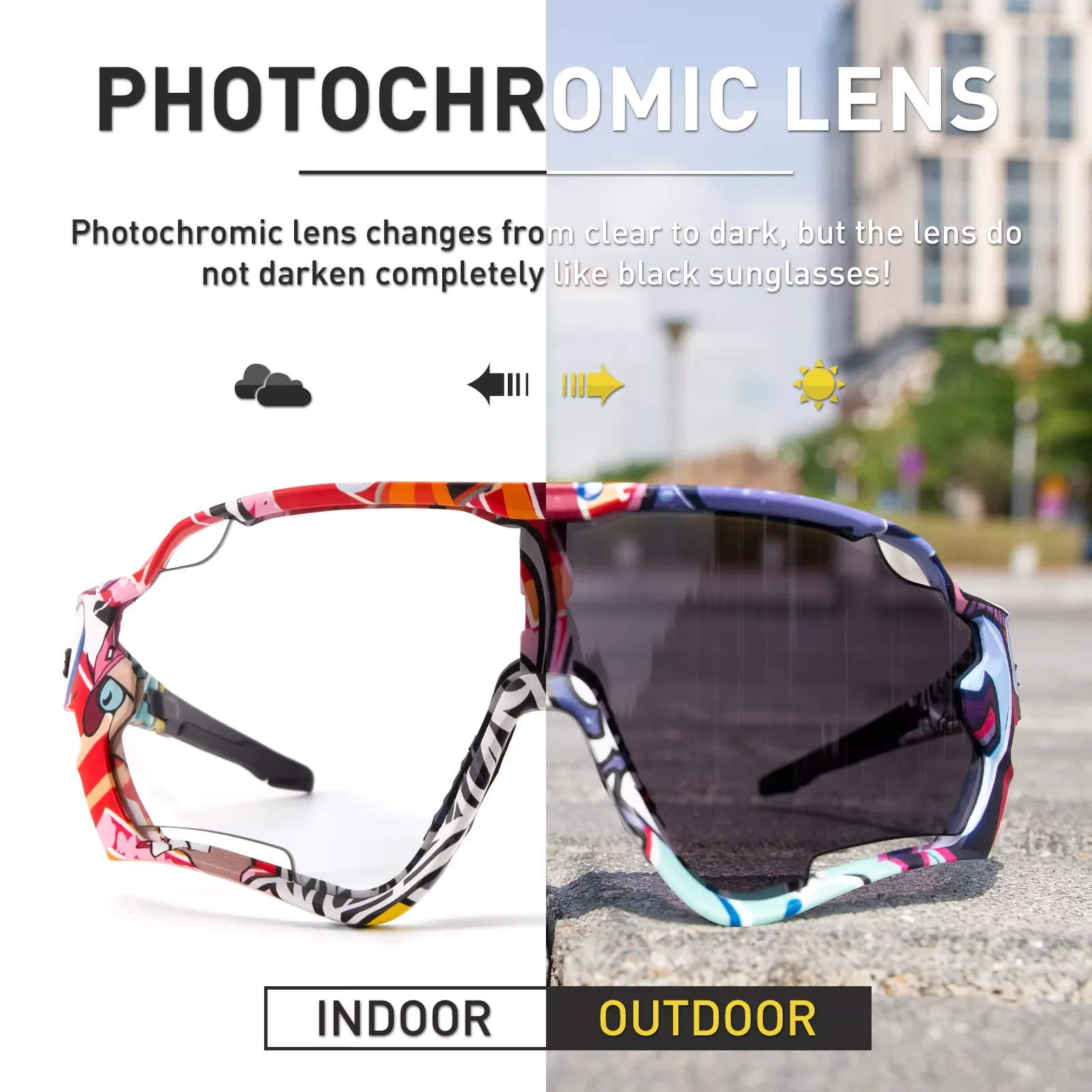 

Kapvoe Hiking Climbing Driving Eyewear Man Photochromatic Sports Sunglasses Woman Cycling Glasses UV400 Snowboard Goggles