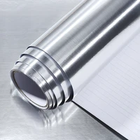 metal brushed silver removable wallpaper decor film pvc vinyl waterproof oil proof house appliance kitchen cabinet wall sticker