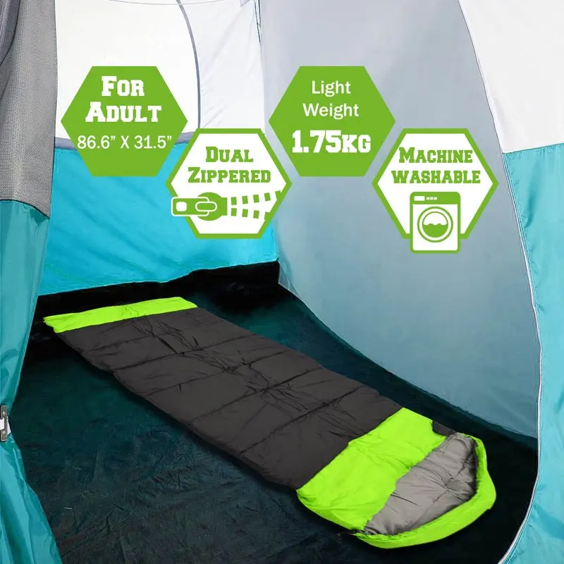 

Amazing Green Hooded Outdoor Camping or Indoor Sleep Sleeping Bag with Super Convenient Carry Bag - 146 Characters