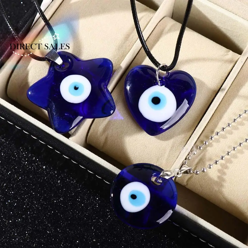 

Turkish Blue Eye Pendants Necklaces For Women Girl Glass Eye Leather Rope Chain Jewelry Gift Good Luck Friendship Gift