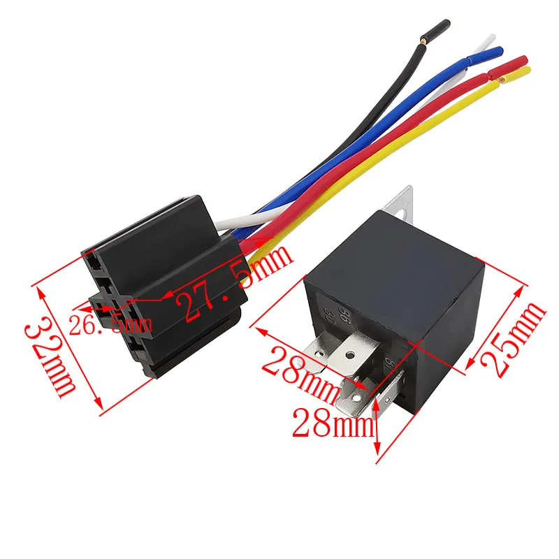5 шт. водонепроницаемое автомобильное реле 24 В 40 А 5-контактное с черно-красным