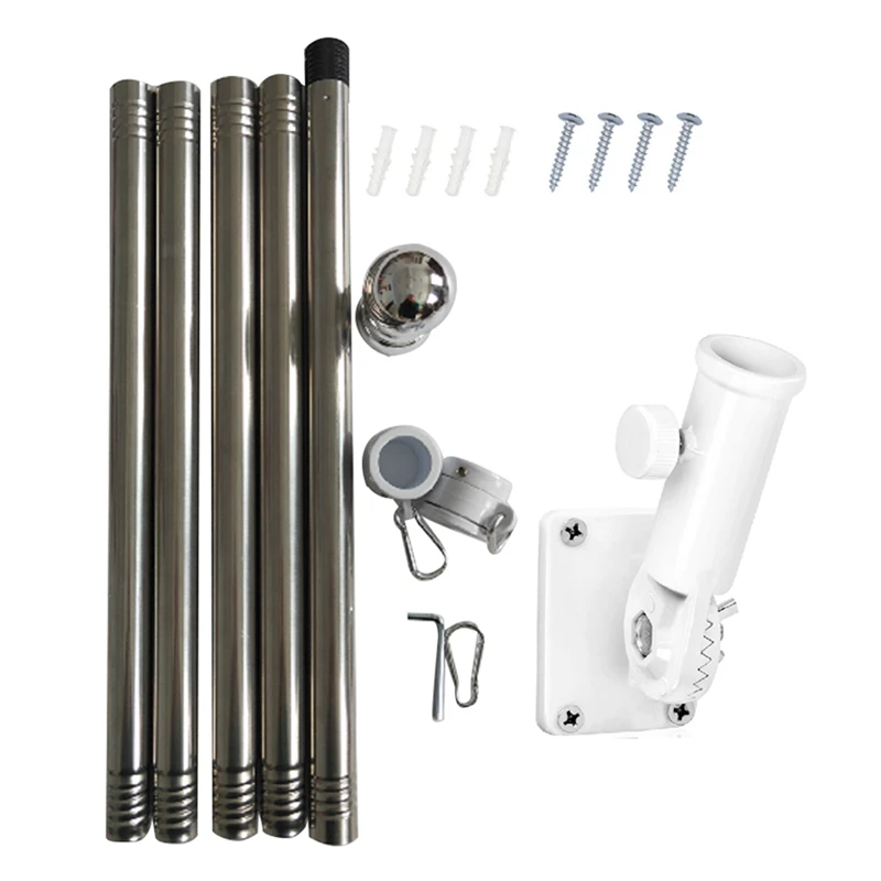 

1Set Flag Pole Kit For Flag,Flag Pole Rings Flag Pole For Outdoor Flag Pole Holder