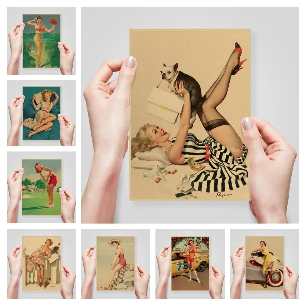 Винтажный постер для девушек из серии «Pinup Girls» времен Второй мировой войны, amcantang Resimleri, сексуальная девушка, бар, кафе, гостиная, холст, настенные декоративные картины