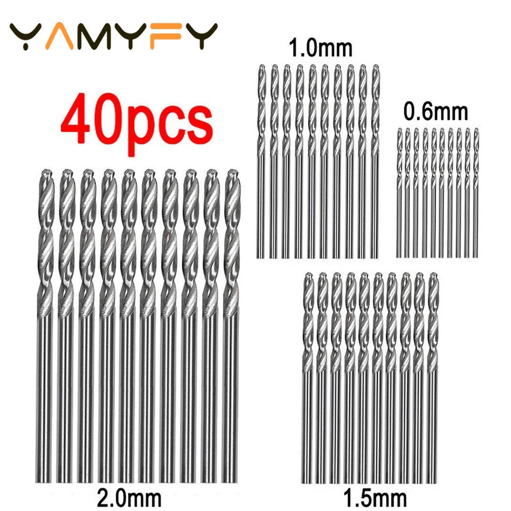 

Набор сверл из быстрорежущей стали, 40 шт., набор сверл из высокоскоростной стали с титановым покрытием, 0,6 мм, 1,0 мм, 1,5 мм, 2,0 мм, спиральные све...