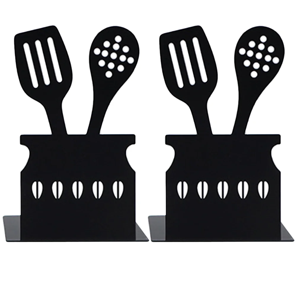 

2Pcs Book Ends Utensil Shaped Bookends Non-skid Bookend Metal Book Stopper for Office
