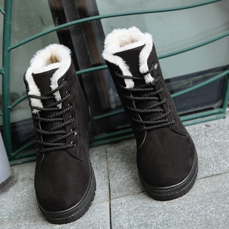 Winter Snow Boots Women's Short Boots Fashion Flat Heel Thick Short Tube Cotton Shoes Warm Non-slip Large Size Women's Shoes