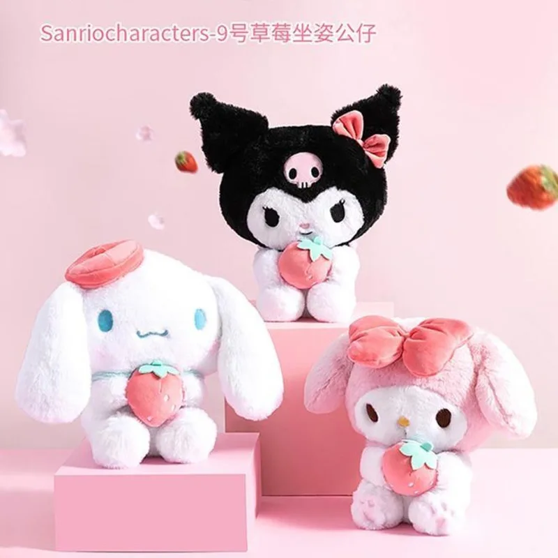 

Sanrio Plush Doll Cinnamoroll Kuromi My Melody Kawaii Cartoon Anime Strawberry Series Stuffed Plushie Cute Pillow Toy Gift