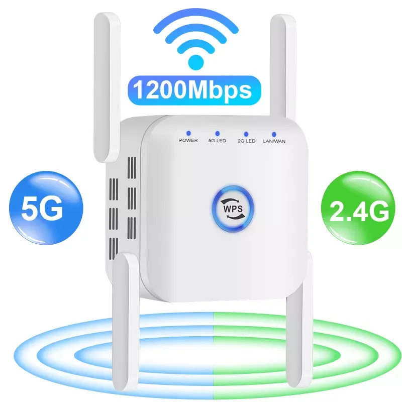 

5g wifi repeater wifi amplifier 1200mbps Wi fi signal network extender Long range 5ghz booster increases 5 ghz Wireless wi-fi