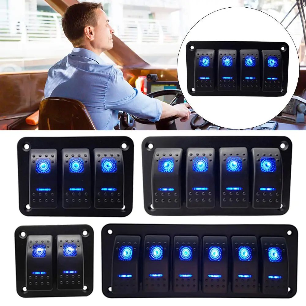 

Repair Car Accessories Camper Caravans Car RV Waterproof 2 3 4 6 Gang 12V/24V LED Rocker Switch Panel Circuit Breaker