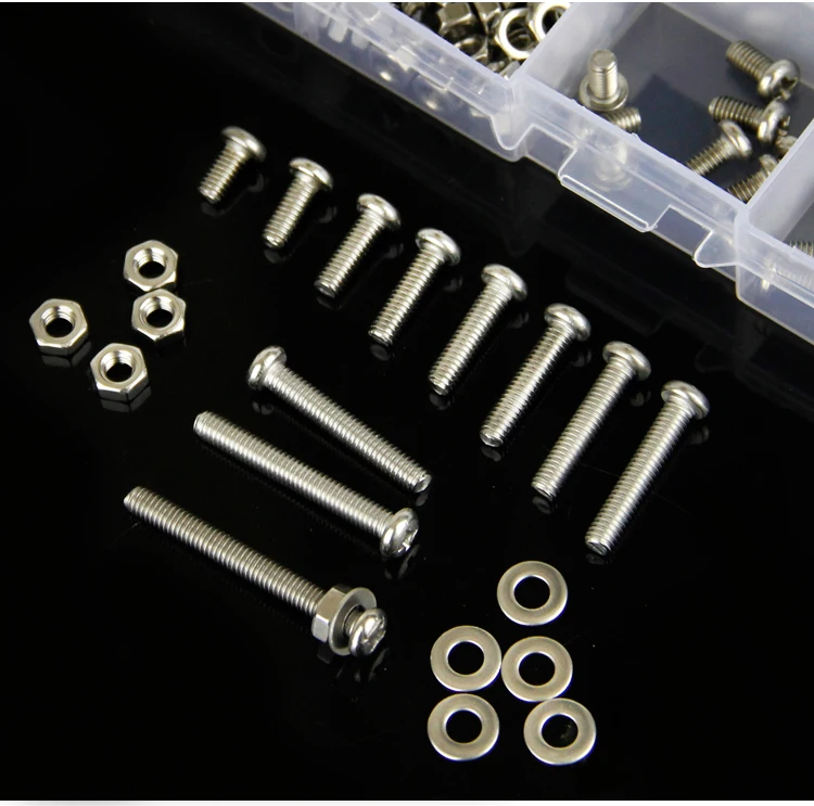 

160Pc/lot M5/M6 304 Stainless Steel Hardware Fasteners Nut Bolt Sets Phillips Round Screws Bolt Nut Washers Assortment Kit