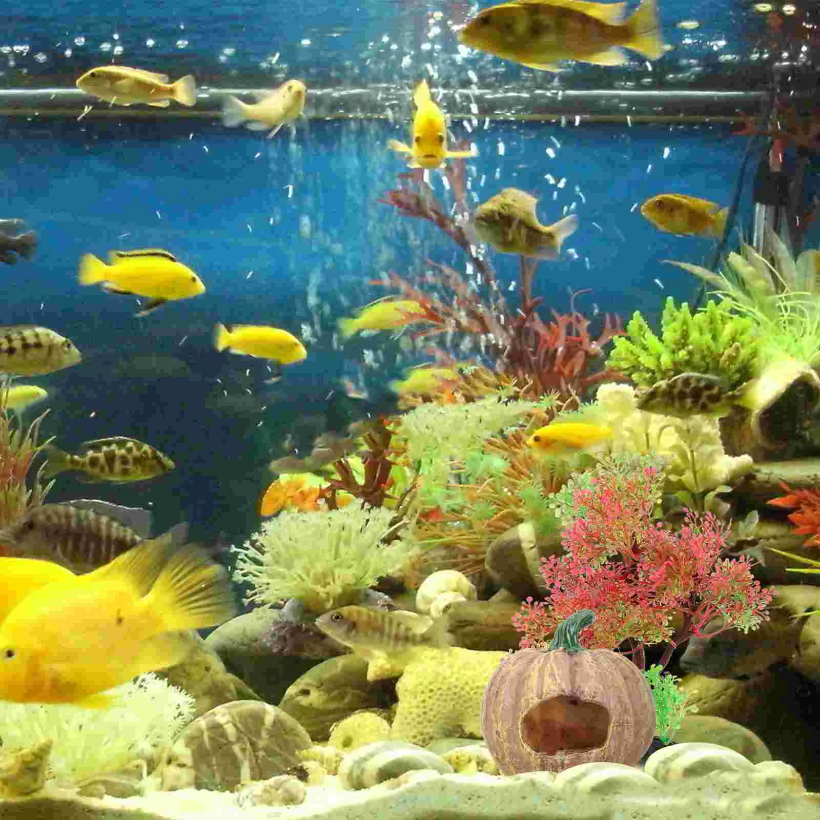

Fish Tank Pumpkin Adornment Shrimp Hideaway Decor Aquarium Fish Breeding House