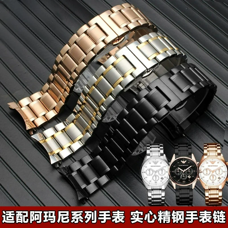 Фото Подходит для ремешков для часов Armani AR5919/5920/5905/5906/5890, стальные ремешки, мужские и женские браслеты, 23 мм. №1