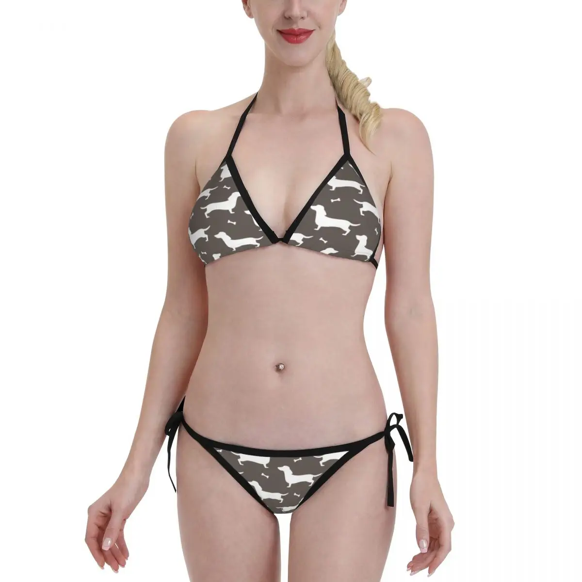 Swimwear Dog Women Halter Bathing Suit Beachwear Set