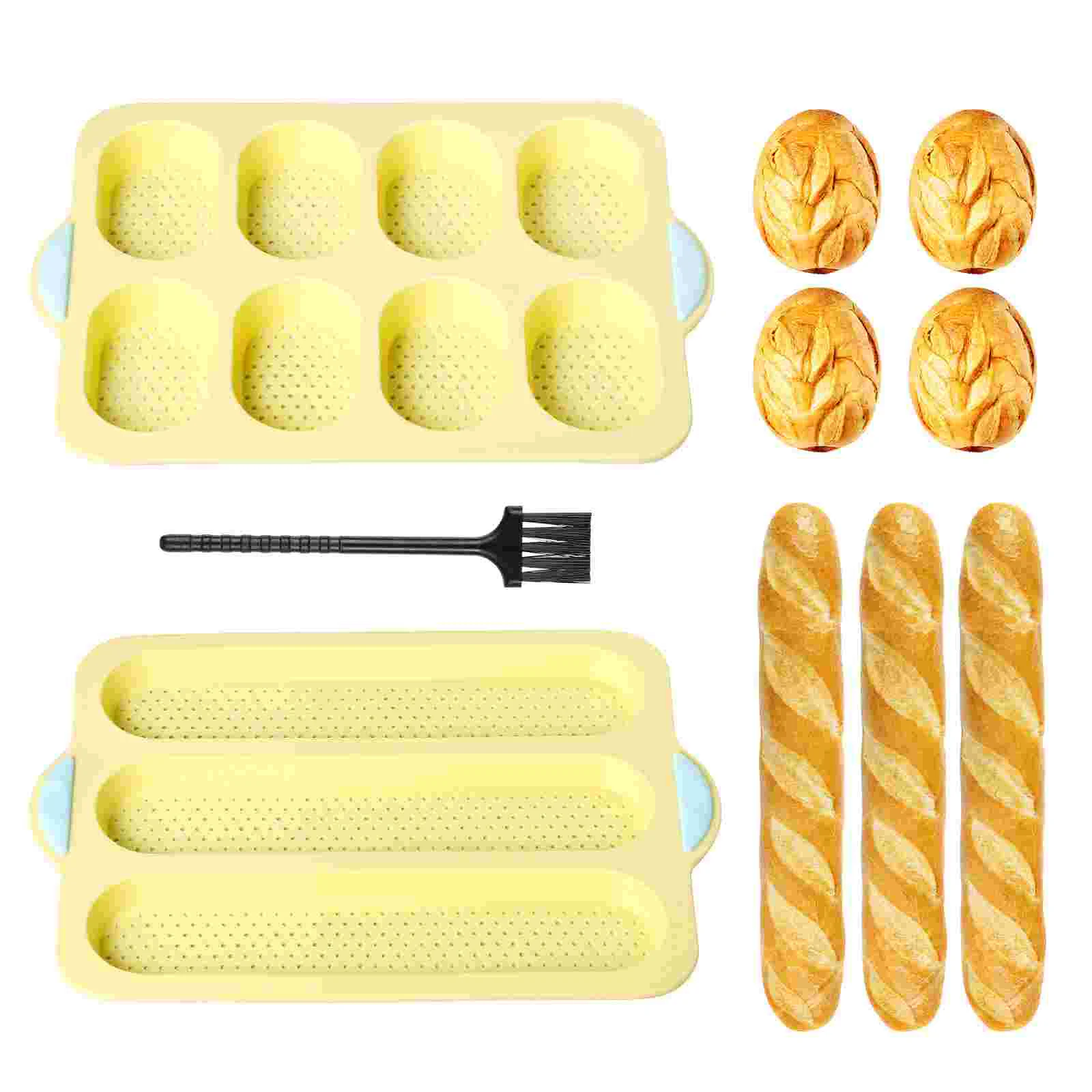 

Hemoton 1 Set Bread Baking Pans Loaf Silicone Baking Molds French Bread Baking Pan Non-stick Baking Tools