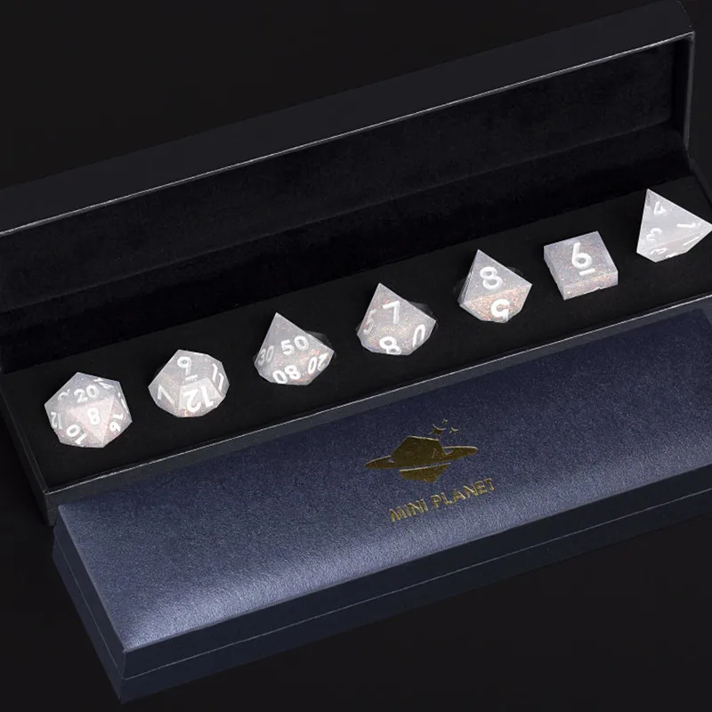 MINI PLANET White DND Dice Sets Polyhedral Resin Set With Sharp Edges Rpg Board Game 16mm D6 D20 D&ampD Custom |