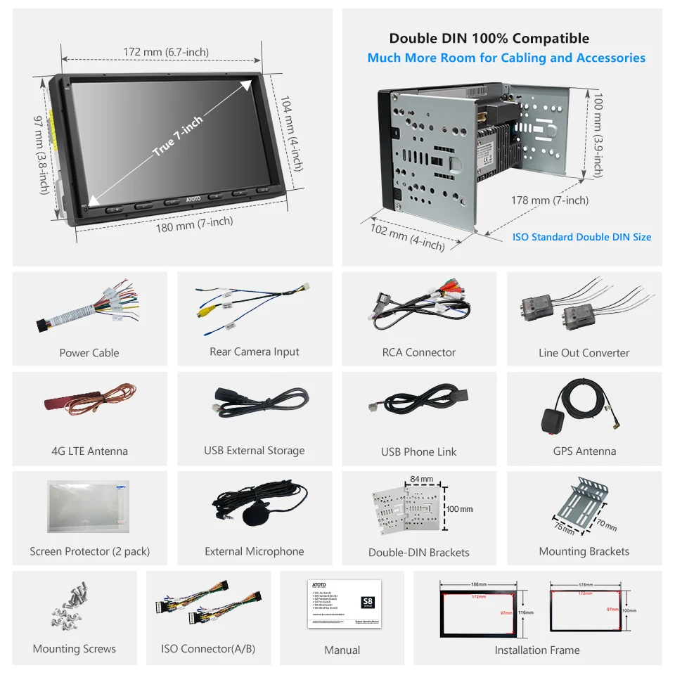Мультимедийная магнитола ATOTO S8 MS мультимедийная стерео-система на Android с 7