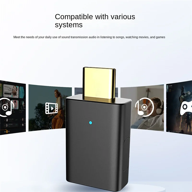 ABAC-LE オーディオ LC3 Type-C Aptx-LL/HD Bluetooth 5.4 ワイヤレスステレオ音楽オーディオトランスミッターアダプター PC TV PS4 Auracast対応