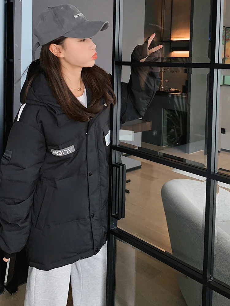 Oversized White Duck Down Women Winter Warm Jacket Hooded Solid Fashion Female Coat Short Parka Thicken Snow Wear