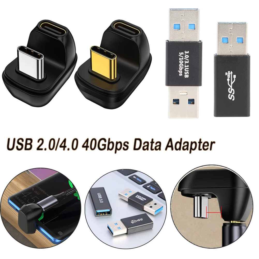 

1-3PCS USB4.0 40Gbps Adapter USB C Male To Female 180° 100W Fast Charging Data Sync Converter 8K@60Hz for Laptop Tablet Phone