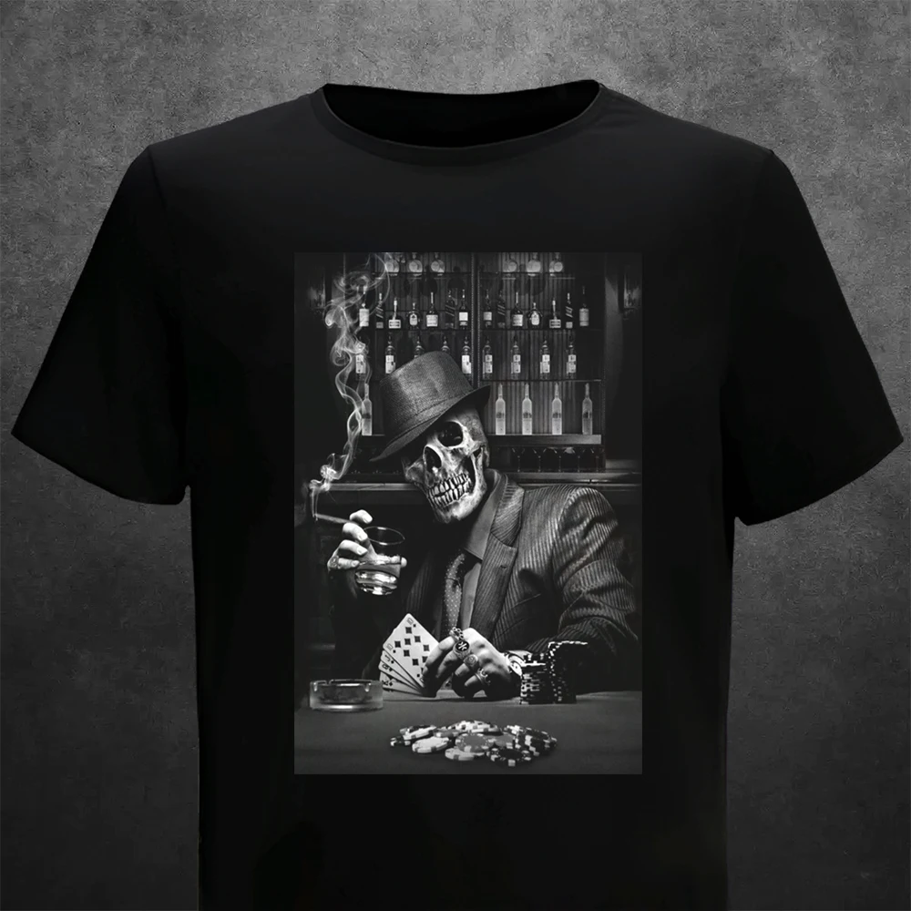 Футболка мужская с принтом черепа и котелка удобная короткая тенниска круглым