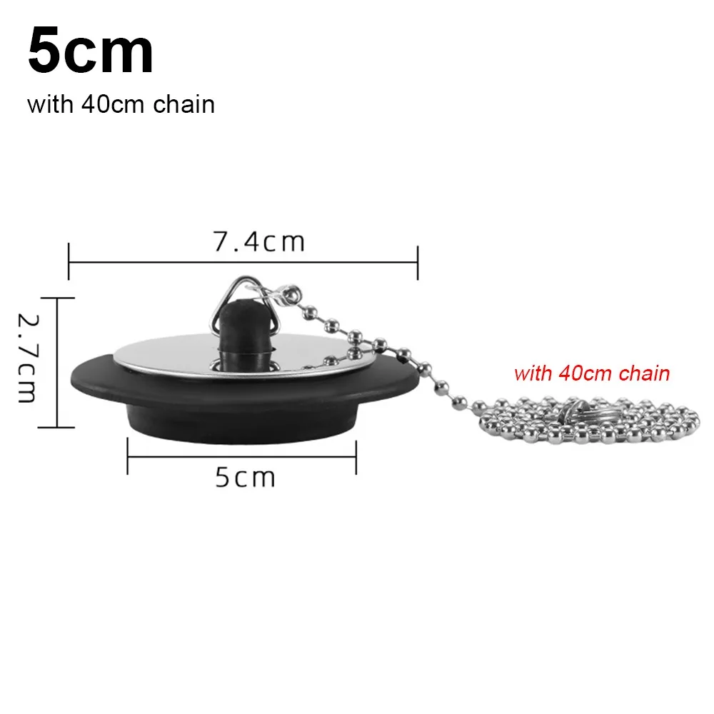 

прочная резиновая пробка для ванны, универсальная с цепочкой, слив для ванны 4/4,3/5 см, силиконовая пробка для ванны, аксессуары для ванны