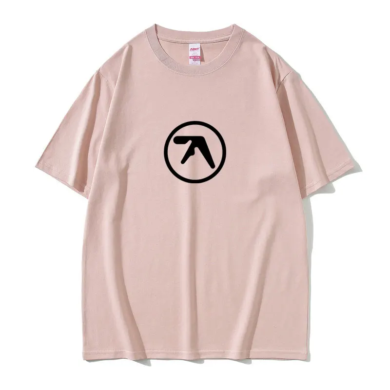 Фото Футболка с логотипом Aphex Twin для мужчин и женщин, повседневные хлопковые винтажные футболки с короткими рукавами, мужские футболки большого размера в стиле хип-хоп, уличная одежда №5