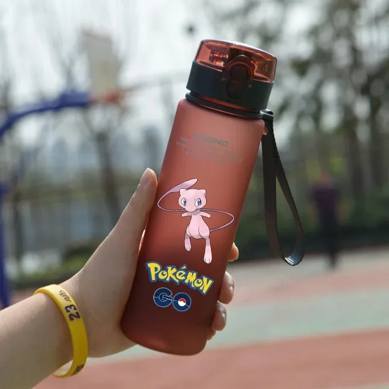 

560ML Anime Pokemon Red Cartoon Water Plastic Cup Eevee Children Portable Outdoor Large Capacity Adult Gym Sports Water Bottle