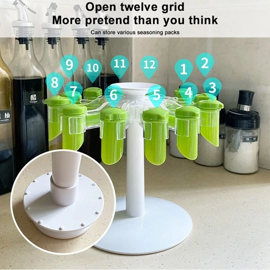 

Seasoning Storage Rack 12 Clip Kitchen Rotating Spice Bottle Organizer Household Modern Simple Multifunctional Kitchen Tools
