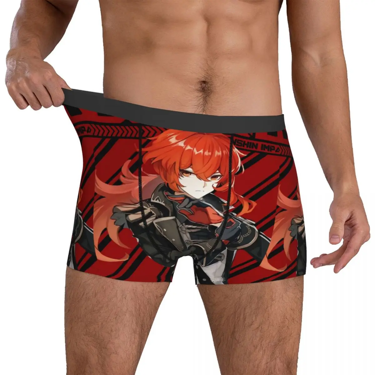 

Genshin Anime Underwear Diluc Techno Print Sublimation Trunk Trenky Men's Underpants Cute Boxer Brief Birthday Gift