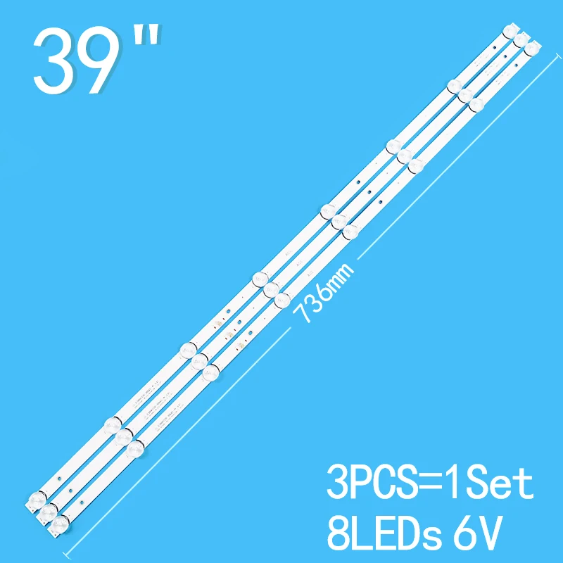 30PCS 736mm LED Backlight strip 8 Lamp for PIXEL 39