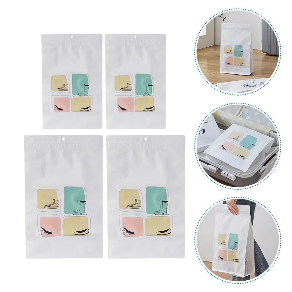 

4PCS Shoes Storage Bags Self-sealing Storage Pouches Simple Storage Bags for Trip Dorm