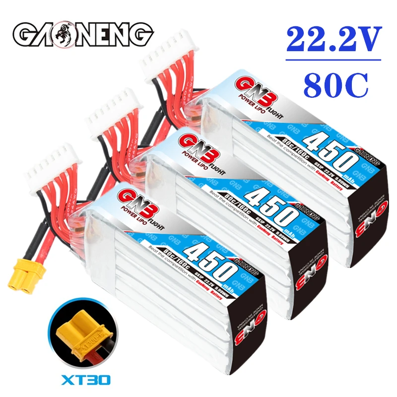 

RC FPV Drone Battery GNB 6S 22.2V 450mAh 80C LiPo Battery 3 inch Drone Cine Whoop Cinewhoop Spare RC Parts 22.2V Battery