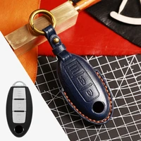 genuine vegetable tanned leather car key case cover chain luxury accessories for nissan sylphy lannia qashqaz tiida x tral sunny