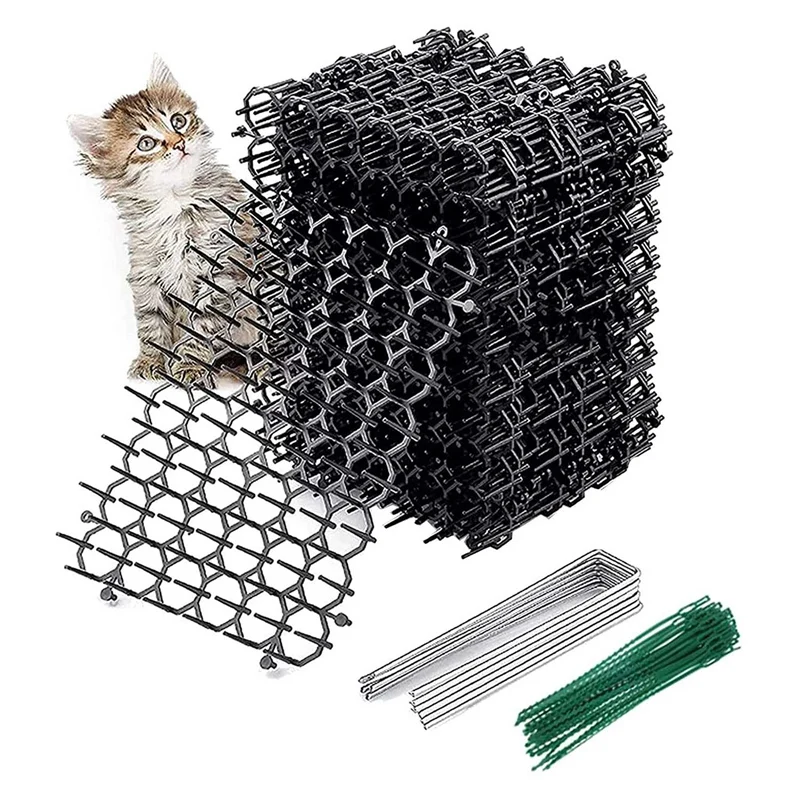 

JFBL Hot 24Pcs Cat Scat Mat With Spikes,At Animal Spikes Repellent,Garden Prickle Strip Dig Stopper Cat Deterrent Spikes