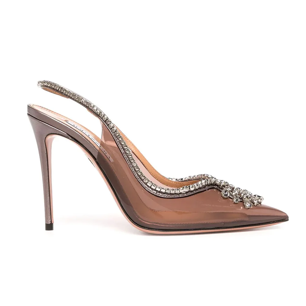 

Spring 2022 Modern Sandals Party Blingbling Back Strap Pointed Toe Sexy Sandals Fashion Thin Heels 8.5cm High Heels