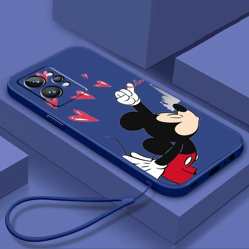 

London Disney Mickey Minnie Phone Case For OPPO Realme Q3S Q5i 50A 50i C21Y C11 GT Neo3 Neo2 9 9i 8 8i 7 Pro Plus Liquid Rope