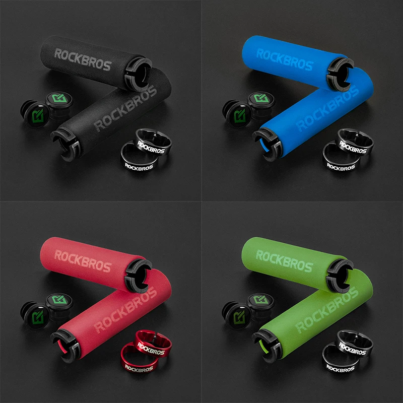 

ROCKBROS Sponge MTB Grips With Dust Plug Ultralight Bicycle Handlebar Cover Anti-skid Cozy Bike Handle Alloy Cycling Accessories