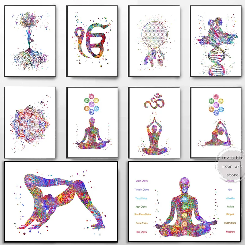 Студийная живопись с изображением природы йоги дерева Khanda сикхих символов пары